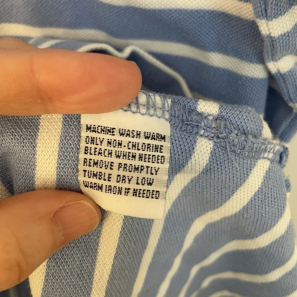 Polo Ralph Lauren Shirt XL Blue White Striped Orange‎ Pony Preppy Cotton Mens XL